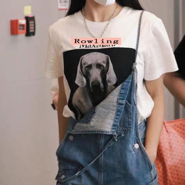 women's t-shirt rowling dog print graphic tees women summer short sleeve o neck cotton logo casual cozy tshirts good quality 2021, White